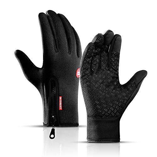 AIDISENA Diepvriezer Thermo Handschoenen, Diepvriezer Thermo Handschoenen Mannen Vrouwen, Waterdichte Touch Screen Handschoenen, voor buitenwerk, hardlopen en fietsen-Palm Silicone Black XL