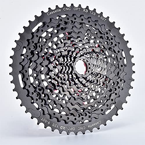 EALLEN Snelheidscassette, Fiets Vrijloop MTB 12 Speed 9-50T Cassette XD Cassette Zwart 535g 9-50 Cassette 12s Cassette K7 FIETS FREEWHEEL