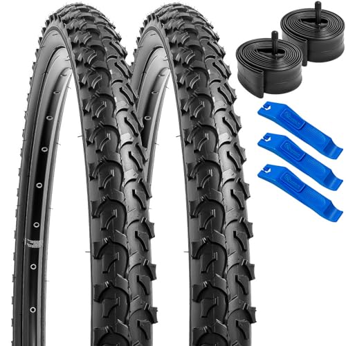 YunSCM 2-Pack Fietsbanden 20x1.95 50-406 Plus 2 Pack Fietsbinnenband 20x1.75/2.125 AV32mm Ventil compatibel 20 inch Fietsbanden 20x1.95 banden en binnenbanden