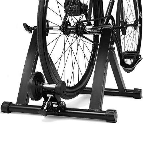 COSTWAY Rollentrainer voor banden van 26-28 inch en 700c banden, fietstrainer, inklapbaar, tot 150 kg belastbaar, metalen fiets, hometrainer, zwart