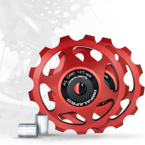 IMPALAPRO 2 Stks Fiets Achter Derailleur Pulley Aluminium 13t CNC met low-frictie Keramische Lagers Jockey Wiel Fiets Achterderailleur Achterderailleur Pulley Fietsgeleiding Achter Achterderailleur Katrol Derailleur Riemschijf