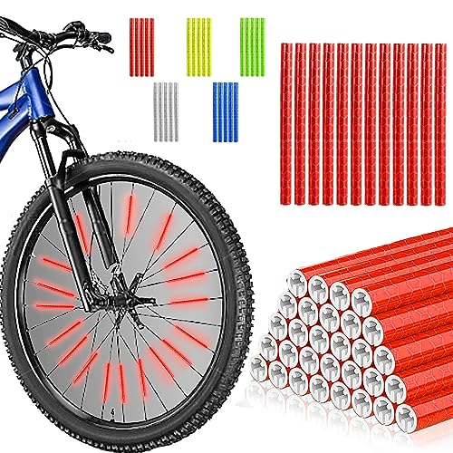 LUKIUP Rode fiets spaakreflectoren, 72 stuks spaakreflectoren fietsreflectoren, 360 graden zichtbaarheid spaakreflectoren, eenvoudige montage, fietsaccessoires voor standaard fietsen