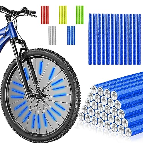 LUKIUP Blauwe fiets spaakreflectoren, 72 stuks spaakreflectoren fietsreflectoren, 360 graden zichtbaarheid spaakreflectoren, eenvoudige montage, fietsaccessoires voor standaard fietsen