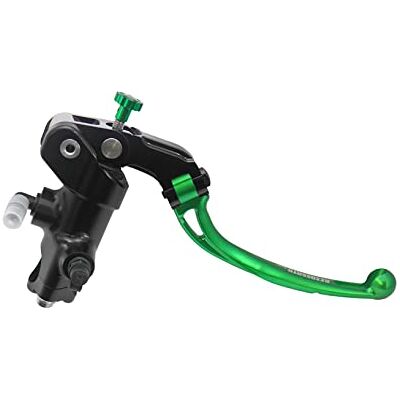 ACCOSSATO Gesmede rempomp 19 x 19 met zwart geanodiseerde pompbehuizing, lange groene scharnierhendel (knop + hendel) voor Yamaha V-Max van 2009 tot 2016, CC 1700 ACCOSSATO Gesmede rempomp 19 x 19 met zwart geanodiseerde pompbehuizing, lange groene scharnierhendel (knop + hendel) voor Yamaha V-Max van 2009 tot 2016, CC 1700