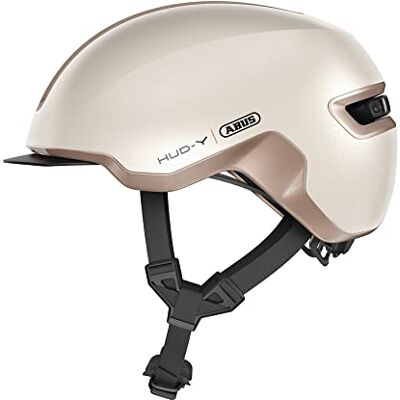 ABUS Urban helm HUD-Y met magnetisch, oplaadbaar led-achterlicht en magneetsluiting coole fietshelm voor dagelijks gebruik voor dames en heren mat beige, maat L ABUS Urban helm HUD-Y met magnetisch, oplaadbaar led-achterlicht en magneetsluiting coole fietshelm voor dagelijks gebruik voor dames en heren mat beige, maat L