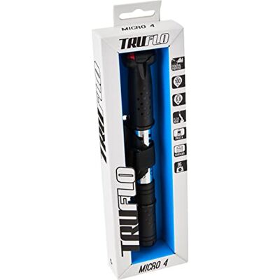 Truflo Micro 4 mini pomp, flexi kop voor presta en schrader Zilver en zwart Truflo Micro 4 mini pomp, flexi kop voor presta en schrader Zilver en zwart