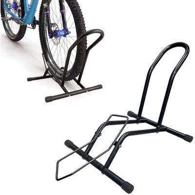 Relaxdays fietsstandaard, 16–29 inch, bandbreedte tot 10,5 cm, voor-/achterwielstandaard, vloermodel, 1 fiets, zwart Relaxdays fietsstandaard, 16–29 inch, bandbreedte tot 10,5 cm, voor-/achterwielstandaard, vloermodel, 1 fiets, zwart