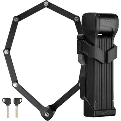 AXA Fold 110 Vouwslot – lengte 110 cm – veiligheidsniveau 9 – houder incl. vakje voor tracking-tag – met 2 sleutels AXA Fold 110 Vouwslot – lengte 110 cm – veiligheidsniveau 9 – houder incl. vakje voor tracking-tag – met 2 sleutels