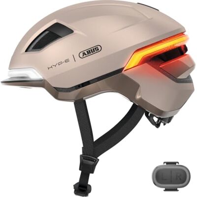 ABUS HYP-E fietshelm helm met voorlicht, achterlicht en knipperlicht ook geschikt voor fietsen op e-bikes en S-pedelecs voor tieners en volwassenen maat M, beige ABUS HYP-E fietshelm helm met voorlicht, achterlicht en knipperlicht ook geschikt voor fietsen op e-bikes en S-pedelecs voor tieners en volwassenen maat M, beige