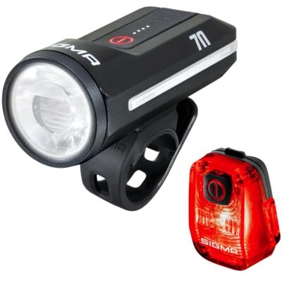 Sigma Aura 70 + Hiro 10 StVZO-conforme led-fietsverlichtingsset USB-C incl. AUTO-modus met helderheidssensor & geheugenfunctie vooraan achterlicht met zichtbaarheid tot 500 m lange Sigma Aura 70 + Hiro 10 StVZO-conforme led-fietsverlichtingsset USB-C incl. AUTO-modus met helderheidssensor & geheugenfunctie vooraan achterlicht met zichtbaarheid tot 500 m lange