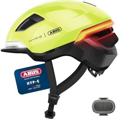 ABUS HYP-E fietshelm helm met voorlicht, achterlicht en indicatielampje ook geschikt voor fietsen op e-bikes en S-pedelecs voor tieners en volwassenen maat L, signaalgeel ABUS HYP-E fietshelm helm met voorlicht, achterlicht en indicatielampje ook geschikt voor fietsen op e-bikes en S-pedelecs voor tieners en volwassenen maat L, signaalgeel
