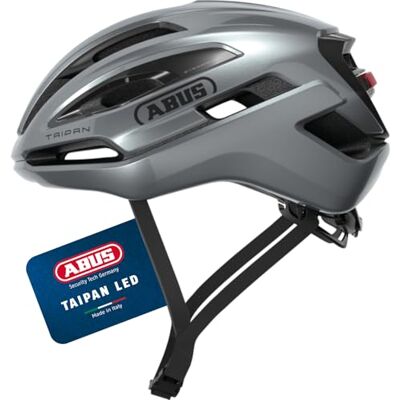 ABUS gravelhelm Taipan LED fietshelm met licht voor gravelbiken lichtgewicht, veelzijdig en goed ventilerend met goggle houder voor tieners, vrouwen en mannen maat L, zilver ABUS gravelhelm Taipan LED fietshelm met licht voor gravelbiken lichtgewicht, veelzijdig en goed ventilerend met goggle houder voor tieners, vrouwen en mannen maat L, zilver