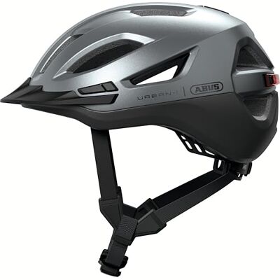 ABUS Urban-I 4.0 ACE city helm fietshelm met oplaadbaar achterlicht, 4 lichtstanden, peak, pigtail opening en magnetische sluiting voor tieners, vrouwen en mannen maat M, zilver ABUS Urban-I 4.0 ACE city helm fietshelm met oplaadbaar achterlicht, 4 lichtstanden, peak, pigtail opening en magnetische sluiting voor tieners, vrouwen en mannen maat M, zilver