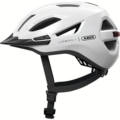 ABUS Urban-I 4.0 city helm fietshelm met oplaadbaar achterlicht, 2 lichtstanden, piek, varkensstaartopening en magneetsluiting voor tieners, vrouwen en mannen maat XL, wit ABUS Urban-I 4.0 city helm fietshelm met oplaadbaar achterlicht, 2 lichtstanden, piek, varkensstaartopening en magneetsluiting voor tieners, vrouwen en mannen maat XL, wit