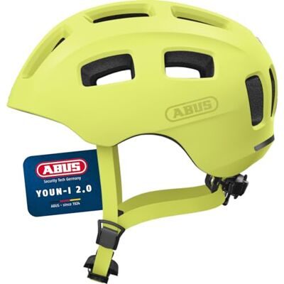 ABUS Youn-I 2.0 fietshelm met licht voor kinderen, tieners en jonge volwassenen voor meisjes en jongens mono geel, maat S ABUS Youn-I 2.0 fietshelm met licht voor kinderen, tieners en jonge volwassenen voor meisjes en jongens mono geel, maat S