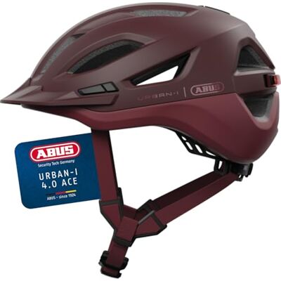 ABUS Urban-I 4.0 ACE city helm fietshelm met oplaadbaar achterlicht, 4 lichtstanden, piek, varkensstaartopening en magneetsluiting voor tieners, vrouwen en mannen maat S, rood ABUS Urban-I 4.0 ACE city helm fietshelm met oplaadbaar achterlicht, 4 lichtstanden, piek, varkensstaartopening en magneetsluiting voor tieners, vrouwen en mannen maat S, rood
