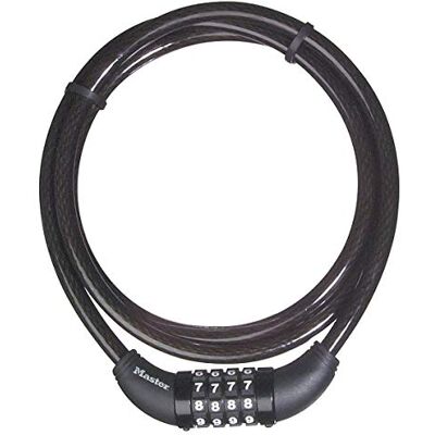 Master Lock 8119EURD, Fietskettingslot met combinatieslot, 1,5 m kabel, Zwart Master Lock 8119EURD, Fietskettingslot met combinatieslot, 1,5 m kabel, Zwart