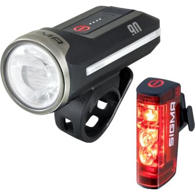 Sigma Aura 90 + Hiro 50 incl. AUTO-modus met helderheidssensor & geheugenfunctie van het voorlicht achterlicht met remlicht lange Sigma Aura 90 + Hiro 50 incl. AUTO-modus met helderheidssensor & geheugenfunctie van het voorlicht achterlicht met remlicht lange