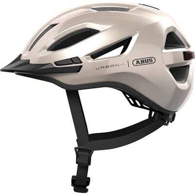 ABUS Urban-I 4.0 city helm fietshelm met oplaadbaar achterlicht, 2 lichtstanden, piek, varkensstaartopening en magneetsluiting voor tieners, vrouwen en mannen maat S, beige ABUS Urban-I 4.0 city helm fietshelm met oplaadbaar achterlicht, 2 lichtstanden, piek, varkensstaartopening en magneetsluiting voor tieners, vrouwen en mannen maat S, beige