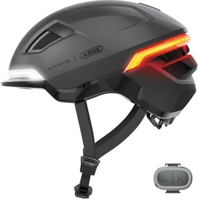 ABUS HYP-E fietshelm helm met voorlicht, achterlicht en knipperlicht ook geschikt voor fietsen op e-bikes en S-pedelecs voor tieners en volwassenen maat S, grijs ABUS HYP-E fietshelm helm met voorlicht, achterlicht en knipperlicht ook geschikt voor fietsen op e-bikes en S-pedelecs voor tieners en volwassenen maat S, grijs