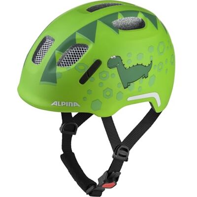 ALPINA XIMO 2 Flash – Lichtgewicht en veilige fietshelm voor kinderen met geïntegreerde LED green dino matt 47-51 ALPINA XIMO 2 Flash – Lichtgewicht en veilige fietshelm voor kinderen met geïntegreerde LED green dino matt 47-51