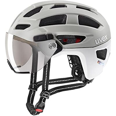 Uvex finale visor veilige stadshelm voor dames en heren filtercategorie 1 inclusief LED-verlichting sand white matt 56-61 cm Uvex finale visor veilige stadshelm voor dames en heren filtercategorie 1 inclusief LED-verlichting sand white matt 56-61 cm