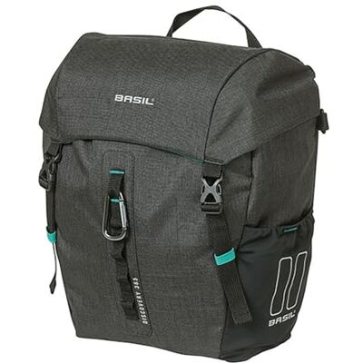 Basil M MIK Hooks Afzonderlijke fietstas, 9 liter, polyester, buitenvakken, afneembare schouderriem, regenbescherming, karabijnhaak, reflecterend, zwart gemêleerd Basil M MIK Hooks Afzonderlijke fietstas, 9 liter, polyester, buitenvakken, afneembare schouderriem, regenbescherming, karabijnhaak, reflecterend, zwart gemêleerd