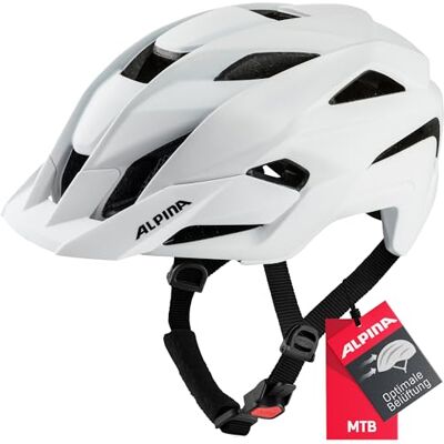 ALPINA KAMLOOP, white matt, 51-55 cm, veelzijdige all-mountain- en trail-helm voor optimale bescherming en comfort voor volwassenen ALPINA KAMLOOP, white matt, 51-55 cm, veelzijdige all-mountain- en trail-helm voor optimale bescherming en comfort voor volwassenen