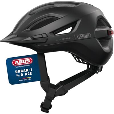 ABUS Urban-I 4.0 ACE city helm fietshelm met oplaadbaar achterlicht, 4 lichtstanden, piek, varkensstaartopening en magneetsluiting voor tieners, vrouwen en mannen maat M, zwart ABUS Urban-I 4.0 ACE city helm fietshelm met oplaadbaar achterlicht, 4 lichtstanden, piek, varkensstaartopening en magneetsluiting voor tieners, vrouwen en mannen maat M, zwart