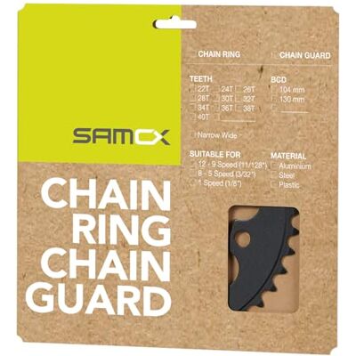 Samox PD-R4-S M-Wave E-bike kettingblad voor volwassenen, uniseks, voor 1/2 x 3/32 & 11/128 inch kettingen, voor Brose, Bosch, Shimano... gatcirkel 104 mm, zwart, 36 tanden Samox PD-R4-S M-Wave E-bike kettingblad voor volwassenen, uniseks, voor 1/2 x 3/32 & 11/128 inch kettingen, voor Brose, Bosch, Shimano... gatcirkel 104 mm, zwart, 36 tanden