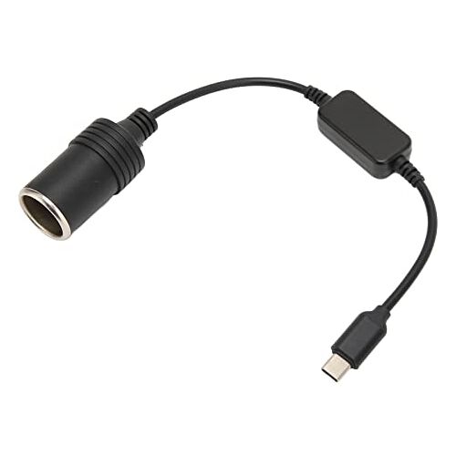 ASHATA 5V USB C Male Naar 12V Sigarettenaansteker Vrouwelijke Voedingsadapter, Sigarettenaansteker in de Auto Vrouwelijke Power Converter Kabel voor Rijden Recorder Elektronische Hond Automotive Elektronisch