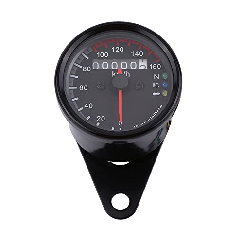 Keenso KMH Snelheidsmeter, universeel, 12 V, 0-160 km/h, motorfiets, kilometerteller, snelheidsmeter, snelheidsmeter, 1 display delete Blanco Y Gris