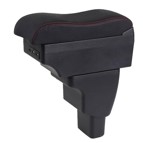 NANZU Fit for I10 Auto Armsteun Opbergdoos Gebogen Oppervlak Leer Eenvoudige Installatie Interieur (Color : C1 Black red NO USB)