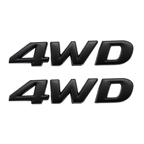 SGW 2 stuks 4WD Emblemen Decoratie Stickers 3D Metalen Auto Sticker Decals Belettering Auto Body Achterklep Badge voor Alle Auto's (ZWART)