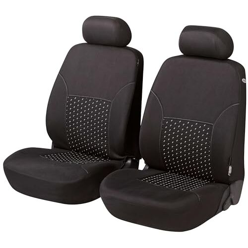 WALSER 11938 Autostoelhoezen, autostoelhoezen Dotspot Premium 2 voorstoelhoezen 2-delige stoelhoezen in zwart/grijs