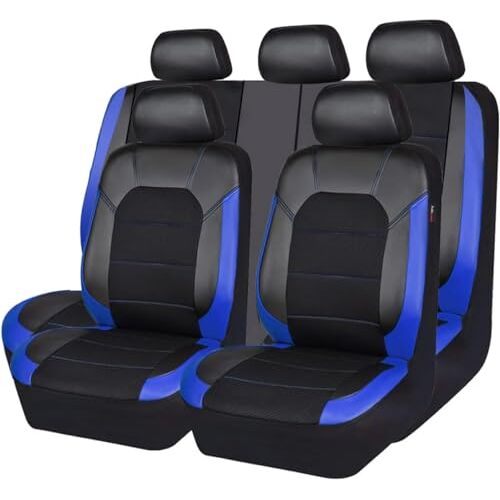 ZanLIn Leren autostoelhoezen voor Audi RS Q3 2021, volledige sets voorstoelhoezen, ademende stoelhoezen, kussens, airbag compatibel,A-Black/Blue