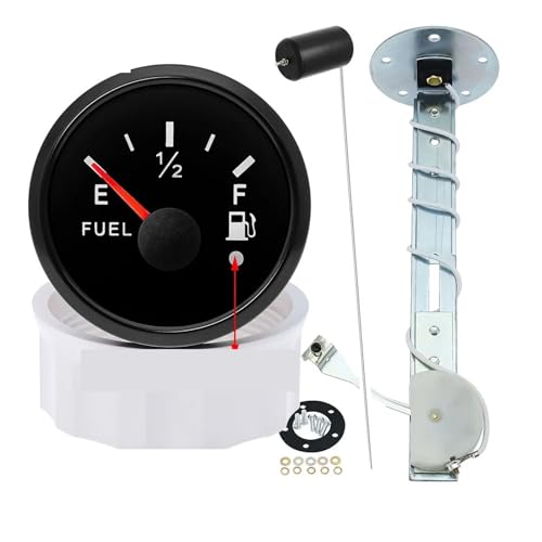 AACQBVKS Universele Auto 2 "52 MM Brandstofmeter + Brandstofvlotter Niveausensor 240-33 OHM Rode Achtergrondverlichting Brandstofmeter Met Alarm for Boot Jacht (Color : Gauge and Sensor, Size : 1)