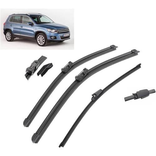 CLEVEQ Wisserbladen voor VW Tiguan MK1 2007-2017,Ruitenwisserbladen Kwaliteit Rubberen Ruitenwissers Auto-Wisserbladen