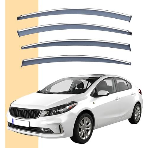 LIAOAL 4st WCar WCindow Wind Deflector, voor Kia K3 Sedan MK2-YD 2012-2018 Auto zijdeur Stick-On Deflector Rain Deflector, Premium winddeflectoren.