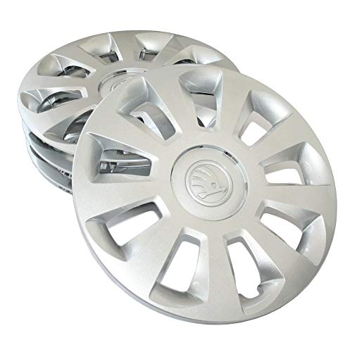 Skoda 1ST071454C wieldoppen (4 stuks) wieldoppen 14 inch wieldoppen 5Jx14 stalen velgen zilver