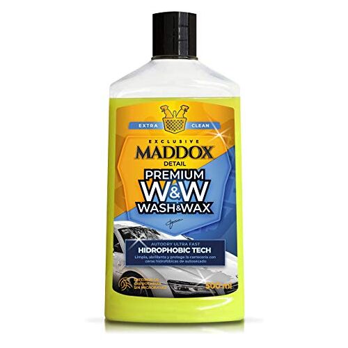 Maddox Detail Premium Wash and Wax Shampoo met hydrofobe was voor een superieure glans, Afdrogen niet nodig, 500 ml.