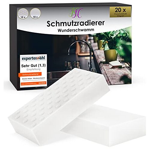 Kitchen Helpis ® wondersponsenset van 6, 6 vuilgummen, XXL-reinigingssponzen gemaakt van melaninehars, magische sponzen, 6 wondersponzen, vuilsponzen, witte schoonmaaksponzen, melamine spons, schuurspons