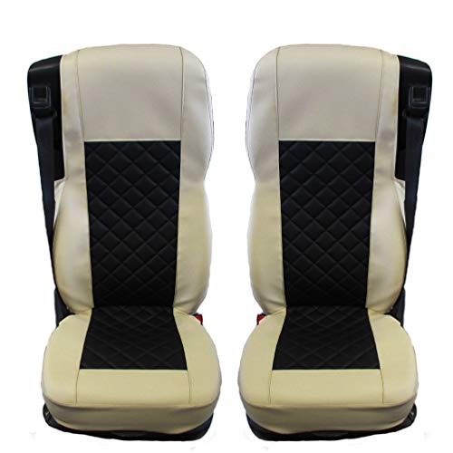 TEXMAR Ontworpen voor DAF XF, CF 106 EURO6 TRUCK SEAT COVERS ZWART BEIGE ECO LEATHER