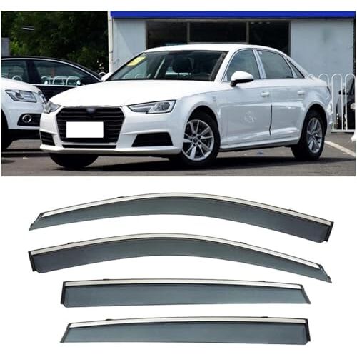 ZHAOWLI Winddeflectorset compatibel voor Audi A4 2017-2022, zijdelingse splintervrije zonneklep Raamdeflectors Vent Deflectors Wind-Zon-Rain Deflectors