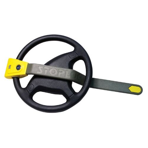 Stoplock HG 134-66 airbag 4 x 4 stuurwielslot voor auto's, veilig anti-diefstalapparaat met sleutels, geel/grijs, 1 stuk