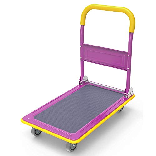 dsmsdre Trolley-platte vrachtwagen vrachtauto buitenbagage trekwagen vierwielige opvouwbare aanhanger huishoudelijke kinderwagen vrachtwagen (F 90X60X90CM)