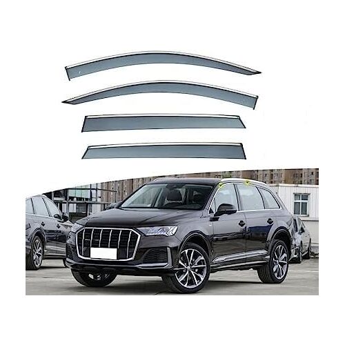 ZHAOWLI Winddeflectorset compatibel voor Audi Q7 2016-2022, zijdelingse splintervrije zonneklep Raamdeflectors Vent Deflectors Wind-Zon-Rain Deflectors