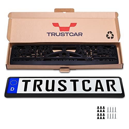 TRUSTCAR Kentekenplaathouders, zwart, 2 stuks, voor de EU, betrouwbare grip (520 x 110 mm), kentekenplaathouder, kentekenplaathouder voor kentekenplaat, kentekenplaathouder, houder voor kentekenplaat