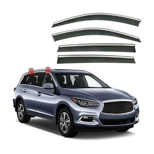 LIAOAL 4st WCar WCindow Wind Deflector, voor Infiniti QX60 L50 2012-2020 Auto zijdeur Stick-On Deflector Rain Deflector, Premium winddeflectoren.