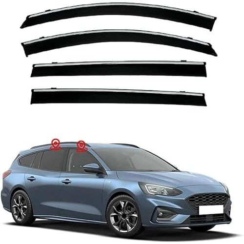 ZHAOWLI Winddeflectorset compatibel voor Ford Focus Active Wagon MK4-C159 2021 2022 2023, zijdelingse splintervrije zonneklep Raamdeflectors Vent Deflectors Wind-Zon-Rain Deflectors